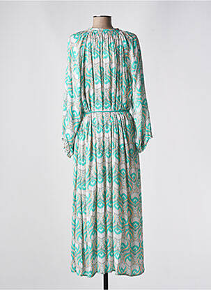 Robe longue manches longues manches longues vert SEE U SOON femme