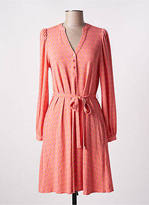 Robe mi-longue coupe évasée manches longues rose ESQUALO femme