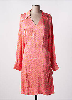 Robe mi-longue imprimé fantaisie manches longues rose ESQUALO femme