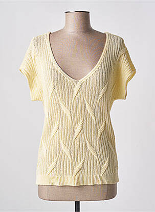Pull coupe droite manches courtes jaune ESQUALO femme
