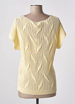 Pull coupe droite manches courtes jaune ESQUALO femme