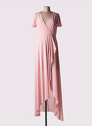 Robe longue manches courtes manches courtes rose QUEEN SIZE femme