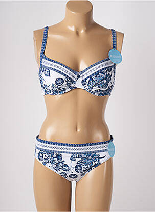 Maillot de bain 2 pièces stretch haut soutien-gorge emboitant bleu OLYMPIA femme