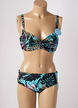 Maillot de bain 2 pièces stretch haut soutien-gorge emboitant noir OLYMPIA femme