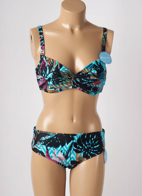 Maillot de bain 2 pièces stretch haut soutien-gorge emboitant noir OLYMPIA femme