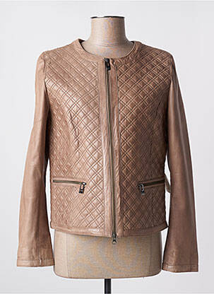 Veste en cuir poches marron TRAPPER QUEENS femme