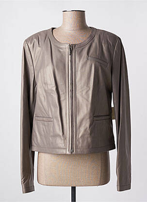 Veste en cuir poches gris JACQUES LOOCI femme