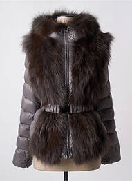 Doudoune poches a capuche gris VIOLANTI femme