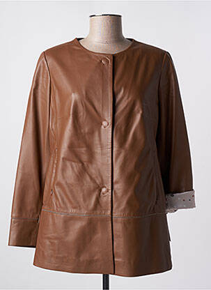 Veste en cuir poches marron SUPREMA femme