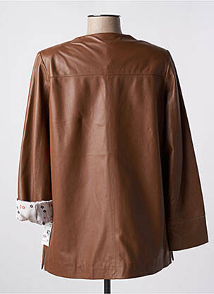 Veste en cuir poches marron SUPREMA femme