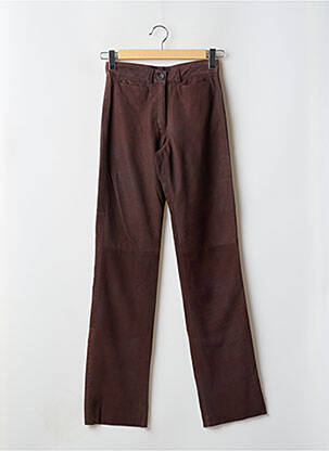 Pantalon droit fermeture zippée sous rabat boutonné taille normale marron MADDOX femme