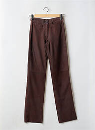 Pantalon droit fermeture zippée sous rabat boutonné taille normale marron MADDOX femme