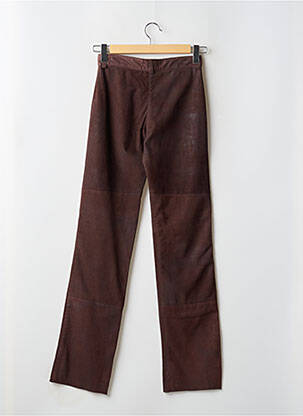 Pantalon droit fermeture zippée sous rabat boutonné taille normale marron MADDOX femme