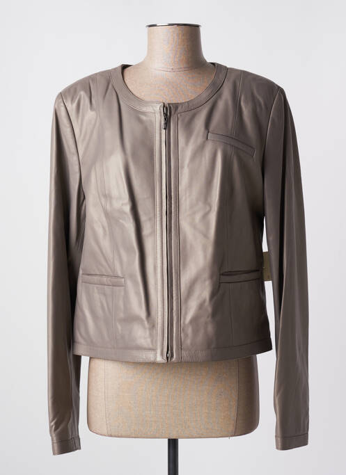 Veste en cuir poches gris JACQUES LOOCI femme