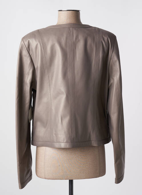 Veste en cuir poches gris JACQUES LOOCI femme