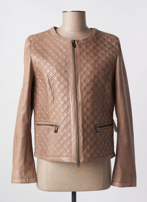 Veste en cuir marron TRAPPER QUEENS pour femme