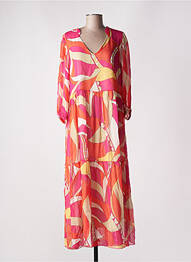 Robe longue imprimé fantaisie manches 3/4 rose MARIA BELLENTANI femme