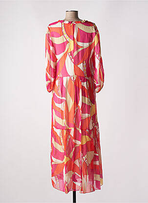 Robe longue imprimé fantaisie manches 3/4 rose MARIA BELLENTANI femme