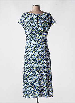 Robe mi-longue imprimé fantaisie manches courtes bleu MARIA BELLENTANI femme