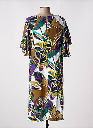 Robe mi-longue coupe fluide manches courtes marron MARIA BELLENTANI femme