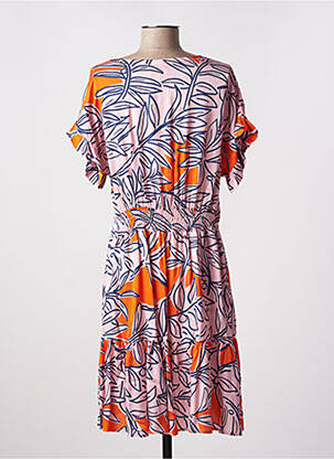 Robe mi-longue imprimé fantaisie manches courtes rose LEO & UGO femme