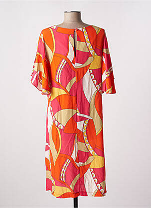 Robe mi-longue coupe fluide manches courtes orange MARIA BELLENTANI femme