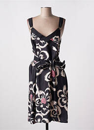 Robe mi-longue imprimé fleurs sans manche noir ELEONORA AMADEI femme