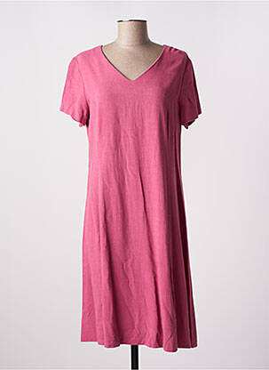 Robe mi-longue fermeture zippée au dos manches courtes rose GEVANA femme