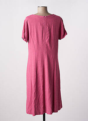 Robe mi-longue fermeture zippée au dos manches courtes rose GEVANA femme
