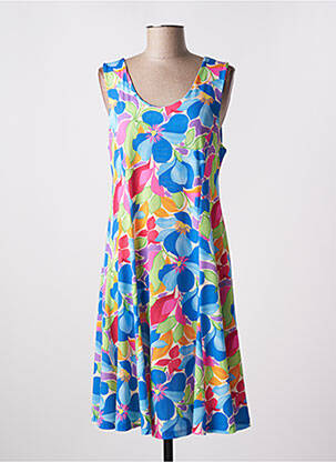 Robe mi-longue imprimé fantaisie sans manche bleu GEVANA femme