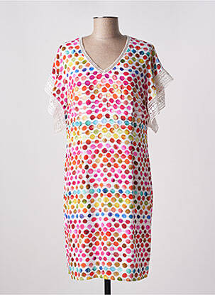 Robe mi-longue coupe fluide manches courtes blanc PAUSE CAFE femme