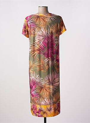 Robe mi-longue manches courtes manches courtes vert ELEONORA AMADEI femme