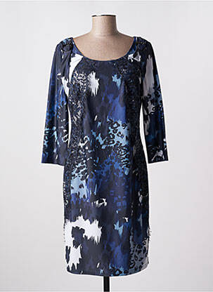 Robe mi-longue manches 3/4 manches 3/4 bleu LESLIE femme
