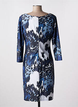 Robe mi-longue manches 3/4 manches 3/4 bleu LESLIE femme