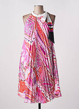 Robe mi-longue coupe évasée sans manche rose LESLIE femme