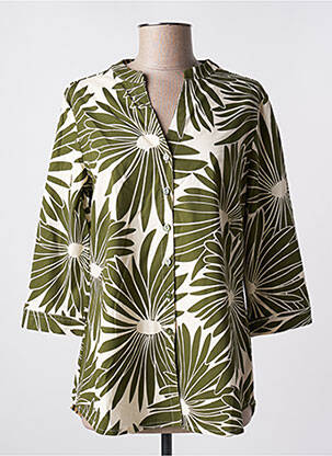 Chemisier imprimé fantaisie manches 3/4 vert MARIA BELLENTANI femme