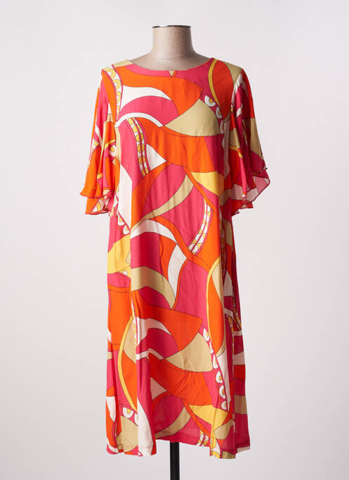 Robe mi-longue coupe fluide manches courtes orange MARIA BELLENTANI femme