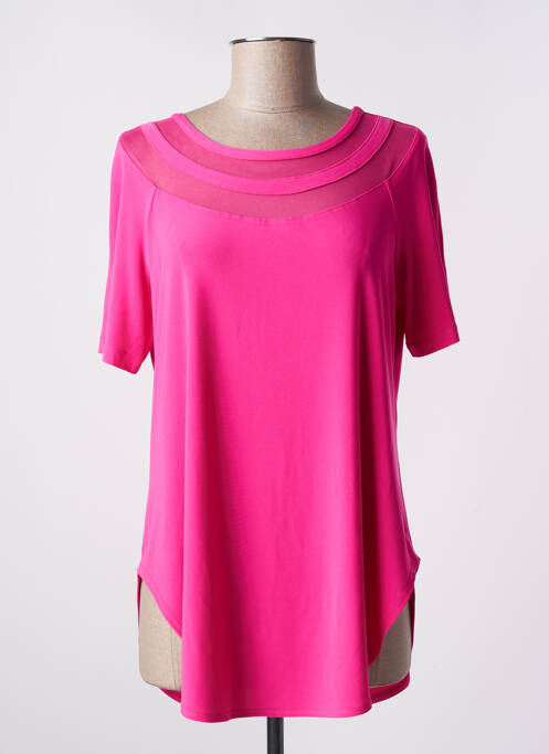 Top tissage jersey manches courtes rose JOSEPH RIBKOFF femme