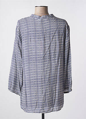 Blouse tissage popeline manches 3/4 bleu TONI femme