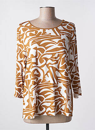 T-shirt imprimé fantaisie manches 3/4 marron MARIA BELLENTANI femme