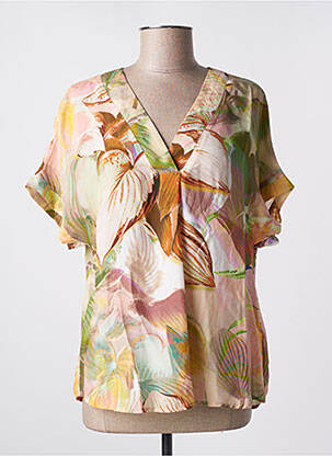 Blouse imprimé fleurs manches courtes beige TONI femme