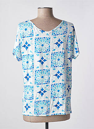 T-shirt imprimé fantaisie manches courtes bleu LEO & UGO femme