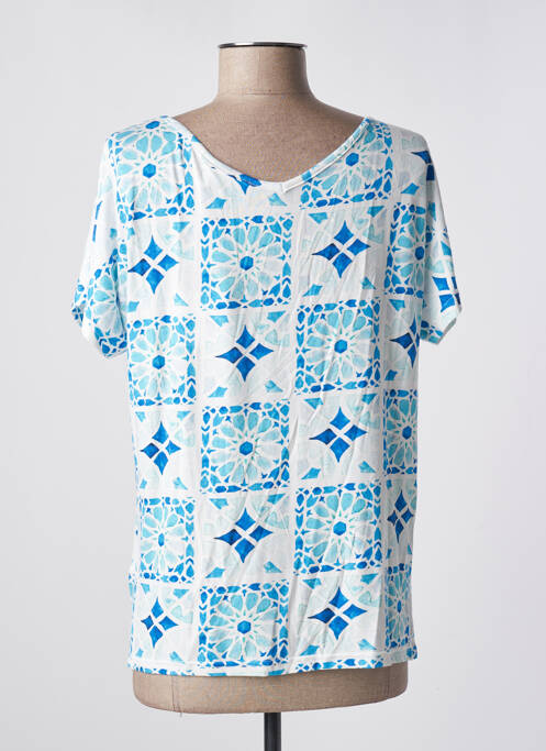T-shirt imprimé fantaisie manches courtes bleu LEO & UGO femme