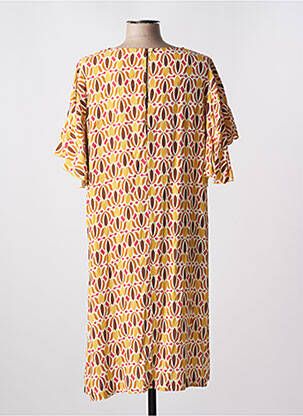 Robe mi-longue coupe fluide manches courtes jaune MARIA BELLENTANI femme
