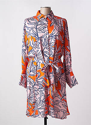 Robe mi-longue coupe fluide manches longues rose LEO & UGO femme