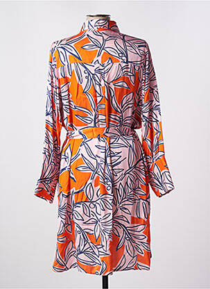 Robe mi-longue coupe fluide manches longues rose LEO & UGO femme