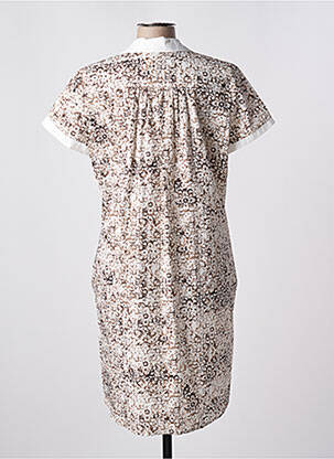 Robe mi-longue imprimé fleurs manches courtes beige FUEGO WOMAN femme