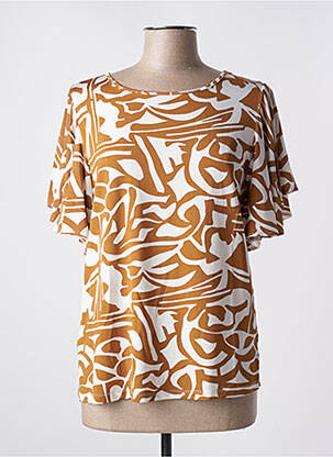 Top imprimé fantaisie manches courtes marron MARIA BELLENTANI femme