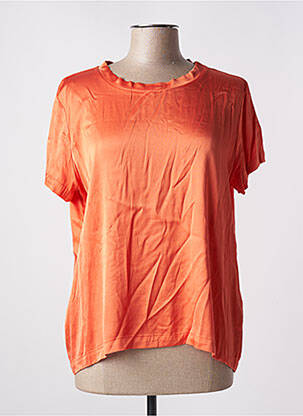 Blouse col rond manches courtes orange LEO & UGO femme