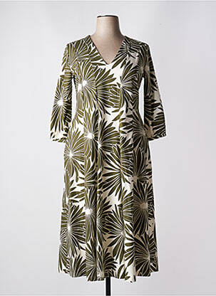 Robe longue imprimé fantaisie manches 3/4 vert MARIA BELLENTANI femme